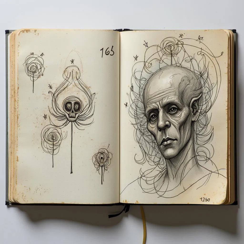 Detailed shot of a sketchbook